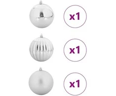 Kalėdinių Kamuoliukų Rinkinys XXL 3 pcs Sidabro Plastmasė