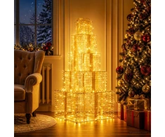 Kalėdinių LED dovanų dėžučių rinkinys 250 LED Šilta balta