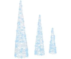 Kalėdų eglutė 3 pcs Šalta balta 20 x 20 x 80 cm Akrilas