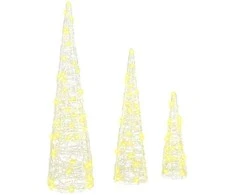 Kalėdų eglutė 3 pcs Šilta balta 20 x 20 x 80 cm Akrilas