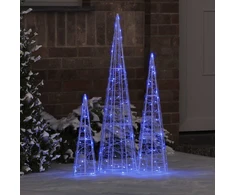 Kalėdų eglutė 3 vnt. 90 LED Mėlyna 20 x 20 x 80 cm Akrilas