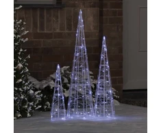 Kalėdų eglutė 3 vnt. 90 LED Šalta balta 20 x 20 x 80 cm Akrilas