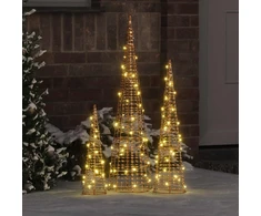 Kalėdų eglutė 3 vnt. 90 LED Šilta balta 20 x 20 x 80 cm PET