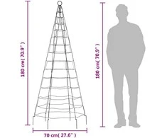 Kalėdų eglutė ant vėliavos stiebo, 180cm, 200 spalvotų LED