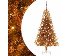 Kalėdų eglutė su 150 LED s stovu Auksinė 150 cm PET