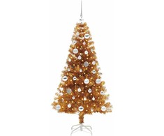 Kalėdų eglutė su 150 LED s stovu Auksinė 150 cm PET
