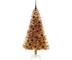 Kalėdų eglutė su 150 LED s stovu Auksinė 150 cm PET