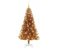 Kalėdų eglutė su 150 LED s stovu Auksinė 150 cm PET