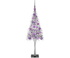 Kalėdų eglutė su 150 LED s stovu Balta 120 cm PE ir Plienas