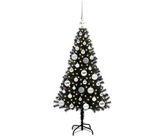 Kalėdų eglutė su 150 LED s stovu Juoda 120 cm PVC