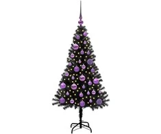 Kalėdų eglutė su 150 LED s stovu Juoda 120 cm PVC