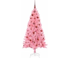 Kalėdų eglutė su 150 LED s stovu Rožinė 150 cm PVC