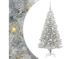 Kalėdų eglutė su 150 LED s stovu Sidabro 120 cm PET