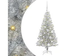 Kalėdų eglutė su 150 LED s stovu Sidabro 120 cm PET