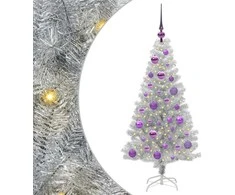 Kalėdų eglutė su 150 LED s stovu Sidabro 120 cm PET