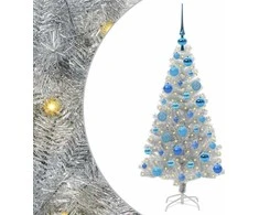 Kalėdų eglutė su 150 LED s stovu Sidabro 120 cm PET