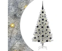 Kalėdų eglutė su 150 LED s stovu Sidabro 120 cm PET
