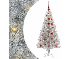 Kalėdų eglutė su 150 LED s stovu Sidabro 120 cm PET