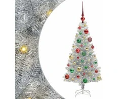 Kalėdų eglutė su 150 LED s stovu Sidabro 120 cm PET