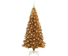 Kalėdų eglutė su 300 LED s stovu Auksinė 210 cm PET