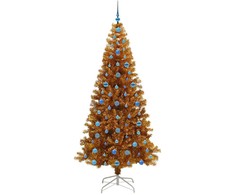 Kalėdų eglutė su 300 LED s stovu Auksinė 210 cm PET