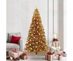 Kalėdų eglutė su 300 LED s stovu Auksinė 210 cm PET