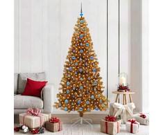 Kalėdų eglutė su 300 LED s stovu Auksinė 210 cm PET