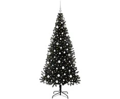 Kalėdų eglutė su 300 LED s stovu Juoda 180 cm PVC