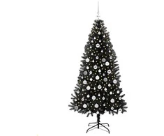 Kalėdų eglutė su 300 LED s stovu Juoda 180 cm PVC