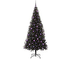 Kalėdų eglutė su 300 LED s stovu Juoda 210 cm PVC