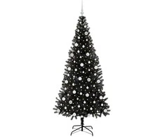 Kalėdų eglutė su 300 LED s stovu Juoda 210 cm PVC