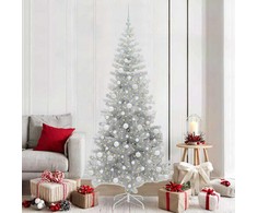 Kalėdų eglutė su 300 LED s stovu Sidabro 210 cm PET