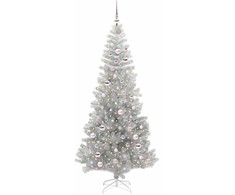 Kalėdų eglutė su 300 LED s stovu Sidabro 210 cm PET