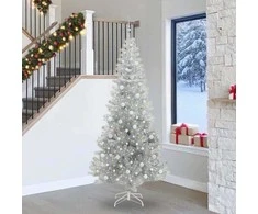 Kalėdų eglutė su 300 LED s stovu Sidabro 240 cm PET