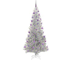 Kalėdų eglutė su 300 LED s stovu Sidabro 210 cm PET