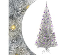 Kalėdų eglutė su 300 LED s stovu Sidabro 210 cm PET
