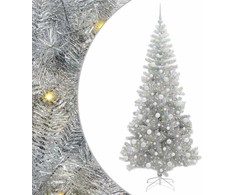 Kalėdų eglutė su 300 LED s stovu Sidabro 210 cm PET