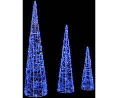 Kalėdų eglutė su 90 LED 3 pcs Mėlyna 20 x 20 x 80 cm Akrilas