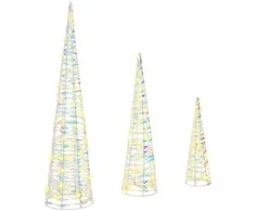 Kalėdų eglutė su 90 LED 3 pcs Šilta balta 20 x 20 x 80 cm PET