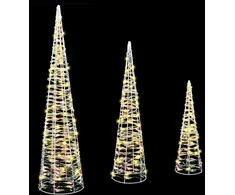 Kalėdų eglutė su 90 LED 3 pcs Šilta balta 20 x 20 x 80 cm PET