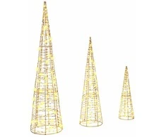 Kalėdų eglutė su 90 LED 3 pcs Šilta balta 20 x 20 x 80 cm PET