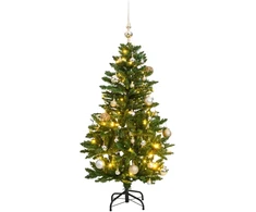 Kalėdų eglutė su šarnyrinėmis šakomis/LED/žaisliukais, 120cm