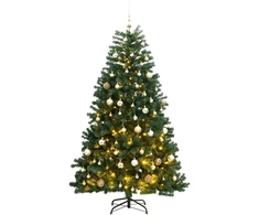 Kalėdų eglutė su šarnyrinėmis šakomis/LED/žaisliukais, 210cm