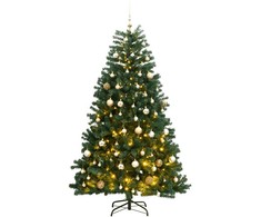 Kalėdų eglutė su šarnyrinėmis šakomis/LED/žaisliukais, 240cm