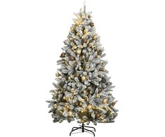 Kalėdų eglutė su šarnyrinėmis šakomis/LED/žaisliukais, 210cm