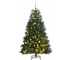 Kalėdų eglutė su šarnyrinėmis šakomis/LED/žaisliukais, 210cm