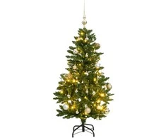 Kalėdų eglutė su šarnyrinėmis šakomis/LED/žaisliukais, 150cm