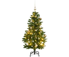 Kalėdų eglutė su šarnyrinėmis šakomis/LED/žaisliukais, 150cm