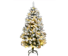 Kalėdų eglutė su šarnyrinėmis šakomis/LED/žaisliukais, 150cm