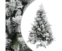 Kalėdų eglutė su sniegu/kankorėžiais, 150cm, PVC ir PE